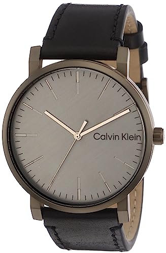 Calvin Klein Herren Analog Chinesisches Quarzwerk Uhr mit Leder Armband 25200263