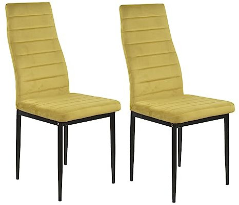 HTI living Stuhl Memphis Velvet Curry Esszimmerstuhl Samtbezug Metallgestell Vierfuß 2-teilig