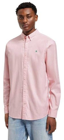 Scotch & Soda Essential Oxford Stripe, Chemise pour des Hommes, Tropical Pink/White Stripe 7016,