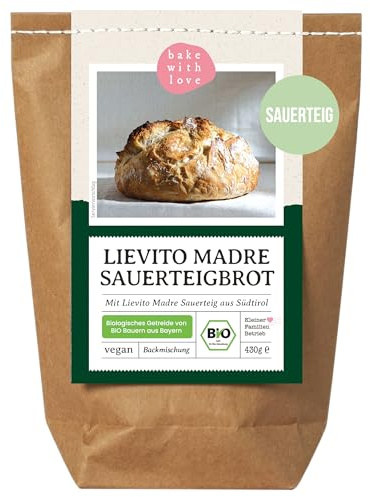 Bio Lievito Madre Brot Backmischung - Brotbackmischung italienisches Weißbrot mit Sauerteig - Brotbackautomat geeignet - Bake with Love - (1er Pack)