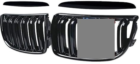 Rejilla frontal de riñón para B&MW Serie 3 E90 E91 2005-2008 325xi 320i 325i 325i 328i 330i 335i xDrive parrilla frontal riñón negro brillante tricolor doble línea