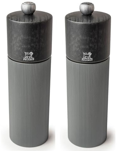 Dekomiro Peugeot Set Line ALU Carbon Graphit Manuelle Salz- und Pfeffermühle 18 cm
