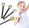 PEIQICHU 4 Packs Fake Microphone for Photo Booth Props Glitter Funny Party Accessory Plastic Microphone Toy Simulate Kids Costume Prop Mic Accessory Bling Silver & Gold Color