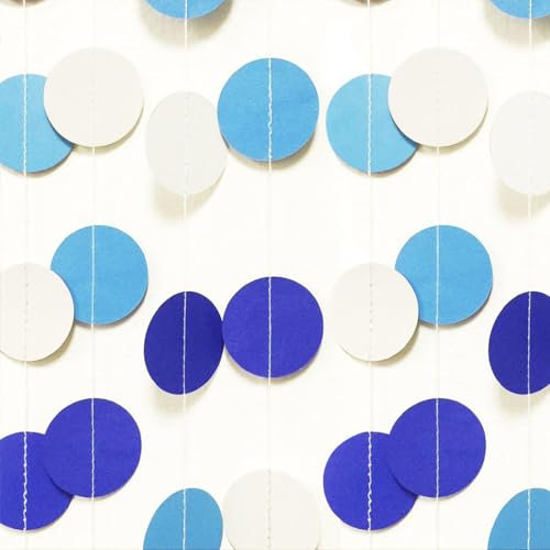 52Ft Hängenden Papier Girlande Blau Weiß,Rund Punkte Papier Deko for Party(4M x 4)