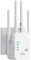 Répéteur WiFi 1200 Mbps 5G + 2.4G Double Fréquence Amplificateur WiFi Signal Booster,4 Antennes,2 RJ45 Ports,Mode Repeteur/Routeur/AP,WiFi Extender Couverture de 200 m² for Home and Outdoor