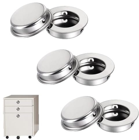 RXKFIGX 6 PCS Recessed Round Handles Embedded Handle Recessed Invisible Sliding Door Pull Handles Round Flush Sliding Pull for Furniture Cupboard Wardrobe Cabinet Door Home Decoration