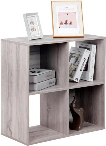 PACHIRA Bücherregal mit 4 Fächern, 36mm Würfelregal Aus Holzwerkstoff Für Wohnzimmer, Freistehender Bücherschrank Aktenregal Stufenregal Büroregal, Offenes Aufbewahrungsregal Für Kleidung, Spielzeug