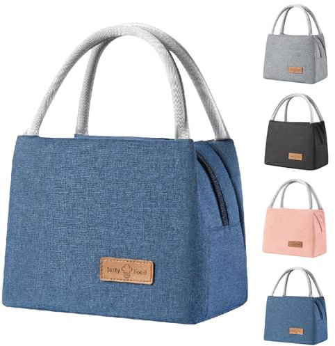 Aiuuee Sac Isotherme Repas 8.2L, Lunch Bag pour Enfant Femme et Homme, Glaciere Souple Isotherme Imperméable en Feuille d'Aluminium, Portable Petit Sacs Isothermes pour Travail, Bureau, École (Bleu)
