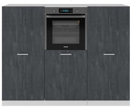 Vicco Küchenblock R-Line, Schwarz Beton/Weiß, 180 cm ohne Arbeitsplatte