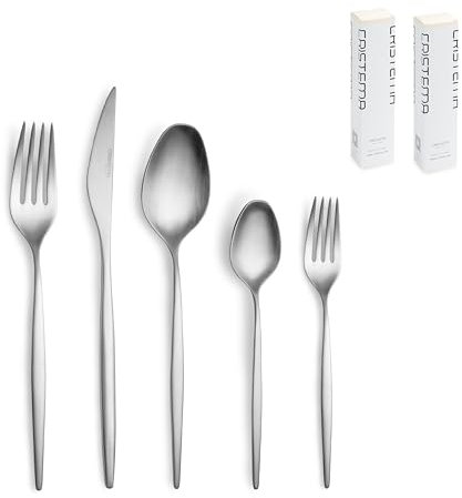 Juego de Cubiertos Mate Cristema Rabat, Acero Inoxidable 18/10, Apto para Lavavajillas, Inspiración Marroquí (Mate, 30 Piezas)