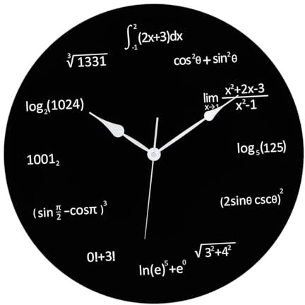 Colcolo Wanduhr mit mathematischen Gleichungen, Uhr, Mathematik-Tafeluhr, tickt Nicht, für Arbeitszimmer, Badezimmer, Wohnzimmer