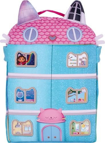 Schmidt Spiele 42804 Gabby's Dollhouse, Puppenhaus mit 3 Figuren und Lift, 41 cm Plüschfigur