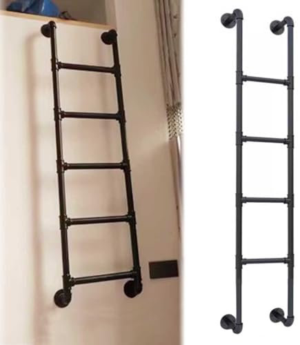 Black Metal Egress Ladder for Basement Window Well Hanging RV Bunk Bed Ladders Vertical Loft Ladder with Fittings Smooth & Stable Twin Bed Ladders (70 7/8 inches)