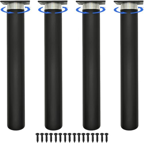 FETZCM Lot de 4 pieds de rechange en métal noir pour TV, meuble bas, bricolage, meubles, table, lit, chaise, armoire et canapé (noir, 30 cm)