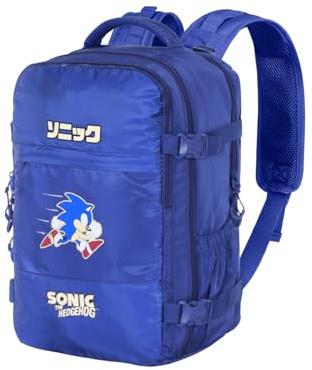 Sonic The Hedgehog - SEGA Action-Mercury Rucksack Handgepäck Flugzeug 40x20x25cm, Blau, Kapazität 20 L