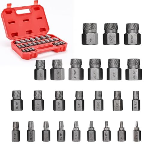 25 Pezzi Estrattore Viti Danneggiate Spanate Set, Rimuovi Viti Spanate, Estrattori Per Viti Danneggiate - Rimuovere Bulloni, Viti e Perni Rotti Senza Sforzo.