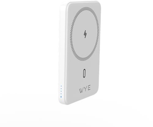 WYE Slim Magnetic Wireless Power Bank – Stylish White Colour, Lightweight and Compact Design, Compatible with MagSafe and USB-C Devices for On-the-Go Charging