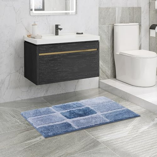Simurq Badematte rutschfest und Waschbar - Weicher Badteppich mit Hoher Saugfähigkeit - Badezimmerteppich in Verschiedenen Größen und Farben - Badläufer, Badezimmermatte (Blau, 50x80 cm)