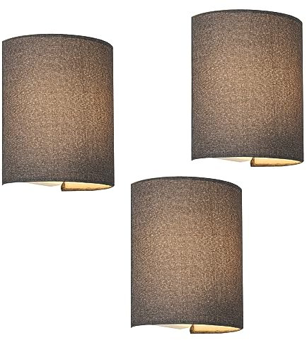 lux.pro Wandleuchte Brüssel 3er Set Wandlampe innen E27 Wandbeleuchtung Wohnzimmer Wandstrahler Flur Leinen halbrund Grau