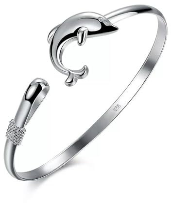 925 Silber Delphin Manschette Armreif Armband Frauen Hochzeit Verlobung Geschenk