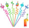 Ulife Mall Reusable Drinking Straws, Plastic Straws Hawaiian Cocktail Decorations Straw Beach Pool Flamingo Curly Summer Party Straw for Adults Kids Birthday Cocktail Accessories- Pack of 6