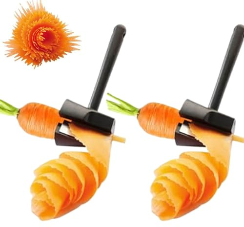 2Pcs Cucumber Slicer and Carrot Peeler Stainless Steel Spiral Tool for Vegetables, Fruits, Garnishes – Sharp Kitchen Gadgets for Salads & Decor