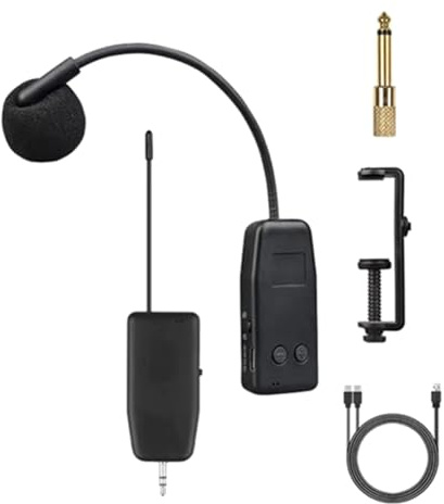 2.4G Wireless Microphone System for Violin, Cello, Guitar Clip-on Transmitter and Receiver 50 Meters Range