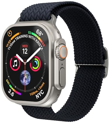 VONMÄHLEN Woven Loop – Geflochtenes Nylonarmband, stufenlos verstellbar, schweiß- und wasserabweisend, kompatibel mit Apple Watch - Navy