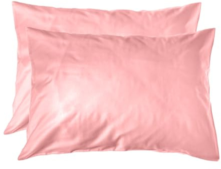 Home Sweet Home UK Microfibre Pink Pillow Cases 2 Pack - Brushed Microfibre Pink Pillowcases with Envelope Closure, 48x74 cm Pillow Covers, Pillow Case Standard Size Set of 2