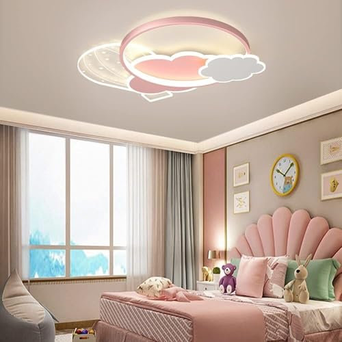 Plafoniera Moderna Lampadario Dimmerabile A Forma di Mongolfiera per Bambini 3 Modalità di Cambio Colore LED da Incasso Lampada da Soffitto per Cameretta Dei Bambini Decorazione per Hotel (Rosa)