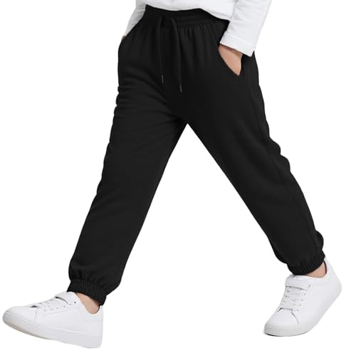 Hoseay Pantaloni da Jogging Bambino Sportivi con Vita Elastica 11-12,Nero