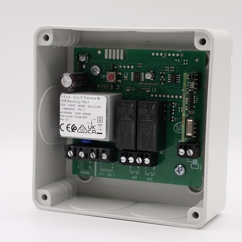 V2 WALLY 2-230V Devient (ABLE. RX WAL2-230 433) - Récepteur radio 2 canaux 433,92 MHz - Alimentation 230V - Compatible télécommandes ABLE/V2 + 1 Goodies DOMOBIP