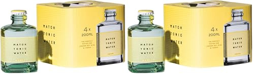 Match Tonic Indian, Acqua Tonica, 4 bottiglie da 200ml, per Gin Tonic London Dry Premium, Note Secche con Aromi di Citronella, Limone e Pompelmo, Basso Contenuto di Zucchero, Materiale 100% Riciclato