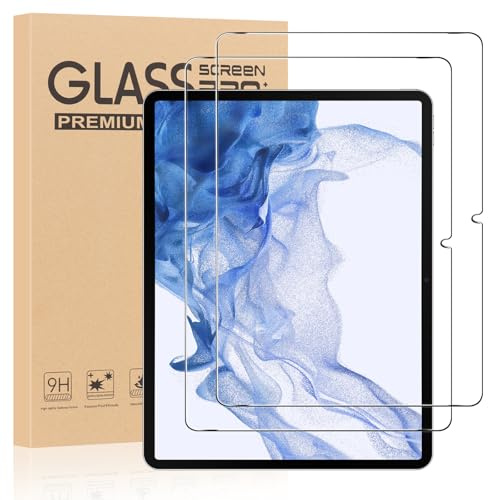 Olgary Schutzfolie Schutzglas für Samsung Galaxy Tab S8 Plus 2022 / S7 FE 2021 / S7 Plus 2020 12,4 [2 Stück], 9H Härte Panzer Schutz Glas, HD Klar Displayschutzfolie, Anti-Kratz, Anti-Bläschen