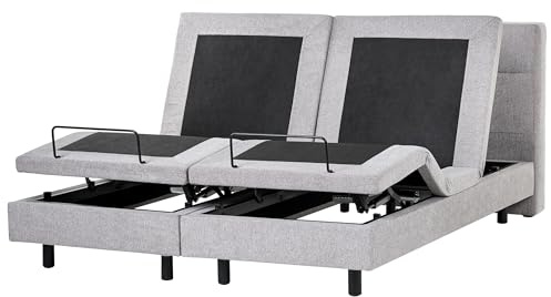 Beliani Polsterbett elektrisch verstellbar hellgrau 180x200 cm mit Fernbedienung Viceroy