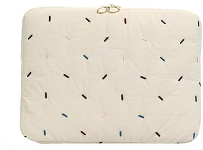 Embroidery Puffy Laptop Sleeve Case - Quilted Shockproof Laptop Sleeve Case for Women, Protective Computer Bag Slim Storage for 11 14 Inch Tablet Notebook Travel School (#4,Large)