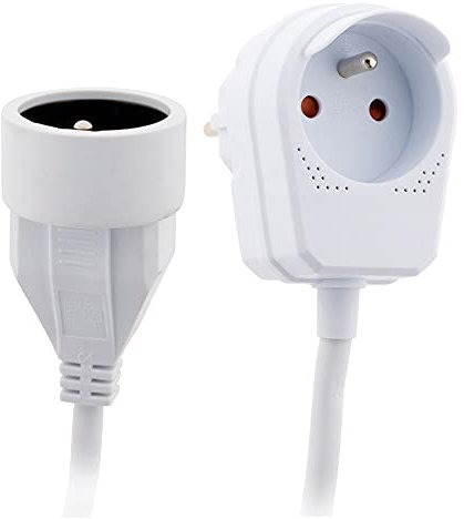 Prolongateur HO5VV-F 3m avec prise gigogne Blanc - Zenitech