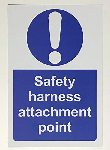 Safety harness attachment point Safety sign - 1.2mm Rigid plastic 300mm x 200mm