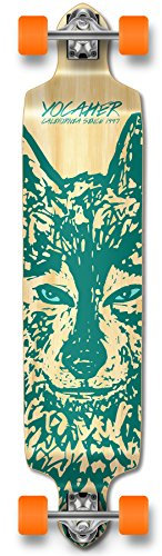 Yocaher Drop Down Complete Longboard 104.8 cm x 25.4 cm Maple Wood w/Premium Black Grip Tape Build for Cruiser Commuting, Carving, Cruising and Downhill Riding - Spirit Wolf