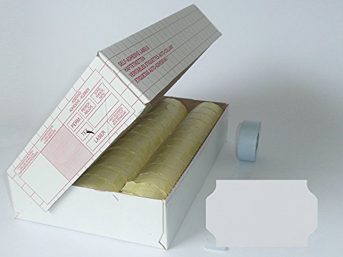 WKS Preisauszeichnungsetiketten Wellenrand 32x19mm, permaneter Kleber, Farbe Weiss, 30 Rollen passend für Meto, Blitz, Tovel, Printex, Print H, uva.