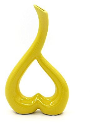 YINUOYOUJIA Keramikvase 254 cm Rot Schwarz Weiß Gelb Grün Hochzeiten oder besondere Anlässe für den Einsatz in Heimbüro Dekoration Bodenvasen Spa Aromatherapie (gelb)