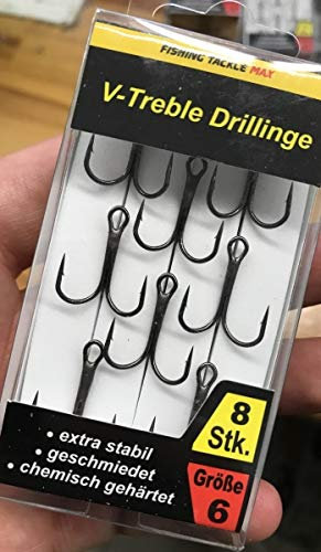 FTM Seika Pro Drillinge V-Treble - Drillingshaken zum Spinnangeln auf Hechte, Zander & Barsche, Angelhaken, Raubfischhaken, Größe/Packungsinhalt:Gr. 6/8 Stück