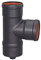 Te M-H-H + Tapón de purga esmaltados 850°C - Ø80 mm para conducción de humos de estufas y chimeneas de pellet