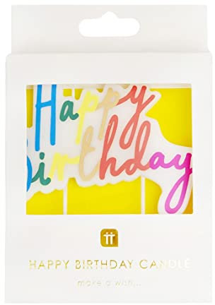 Rainbow Happy Birthday Candles, Glitter Dipped.