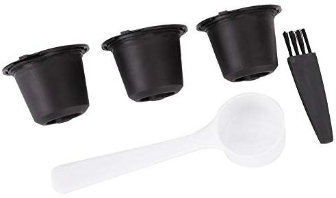 Fdit tazza di filtro riutilizzabile per capsule di caffè per uso domestico per Nespresso (3 pezzi)(Nero)