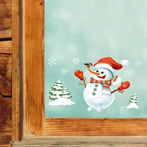 Mini Fensterbild Weihnachten Schneemann wiederverwendbare Fensteraufkleber Fensterdeko Kinder