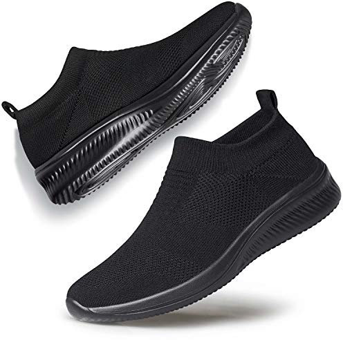 vibdiv Chaussures De Marche Femme Baskets Chaussettes Légères Confortables Noir 41