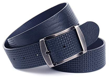 Anthoni Crown Herren Ledergürtel Gürtel, Dunkelblau, 105