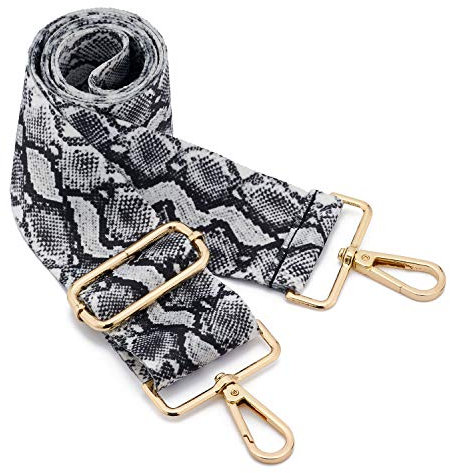 ZOUIQSS Damen Goldfarbene Bunter Schultergurt längenverstellbarer breiter Tragegurt Schultergurt für Handtaschen 3.8cm breit 73-125cm-Schultergurt für Handtaschen((5CM) Snake Pattern(3))