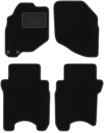 Velours-Fußmatten passend für Honda Jazz II 2002-2007, Schwarz, LUX | passend für Schrägheck; Velours-Teppich (Polypropylen), ca. 6,5 mm; rutschfest, ovale Befestigungen (Typ HND)